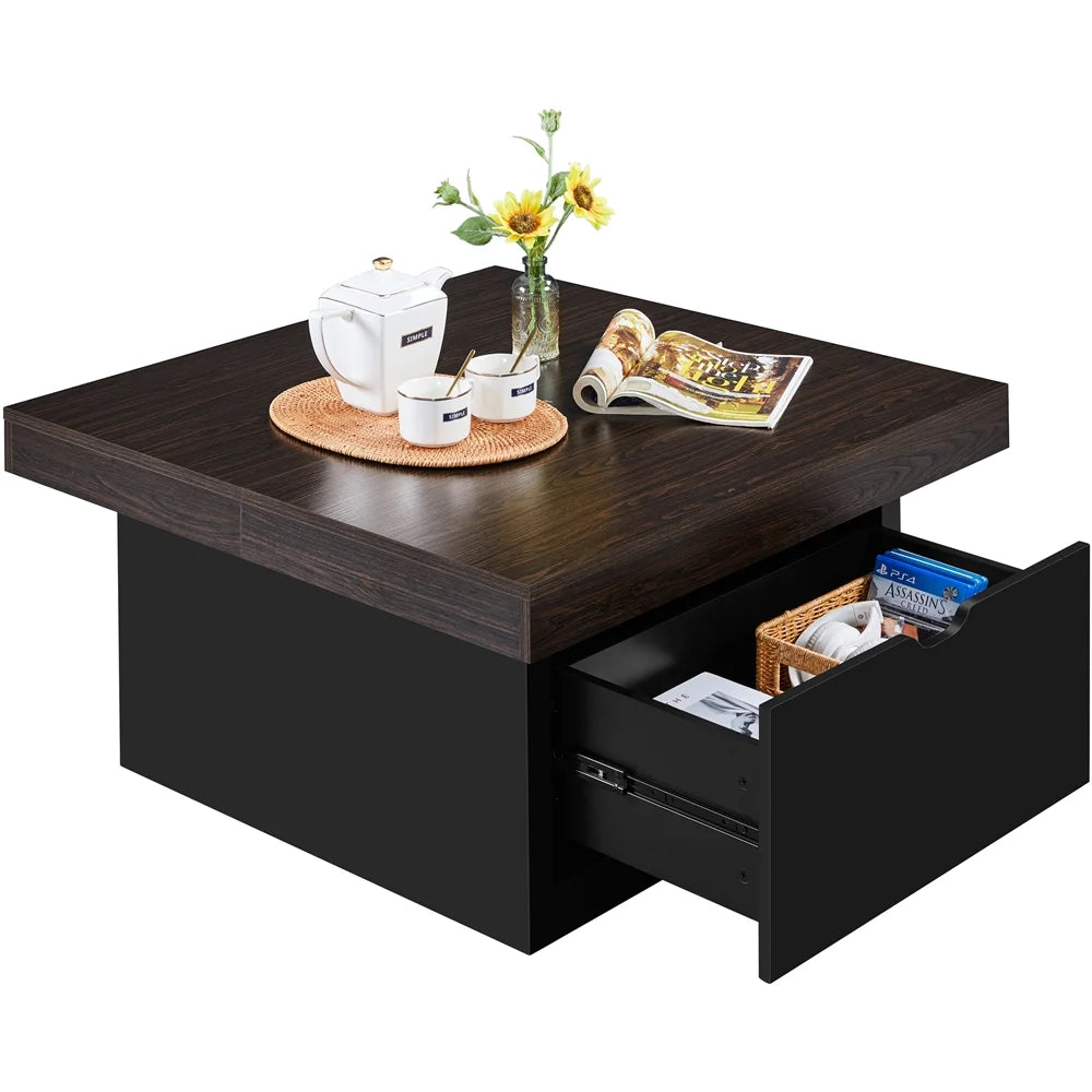 Rustic Wooden Square Coffee Table with 2 Drawers R600