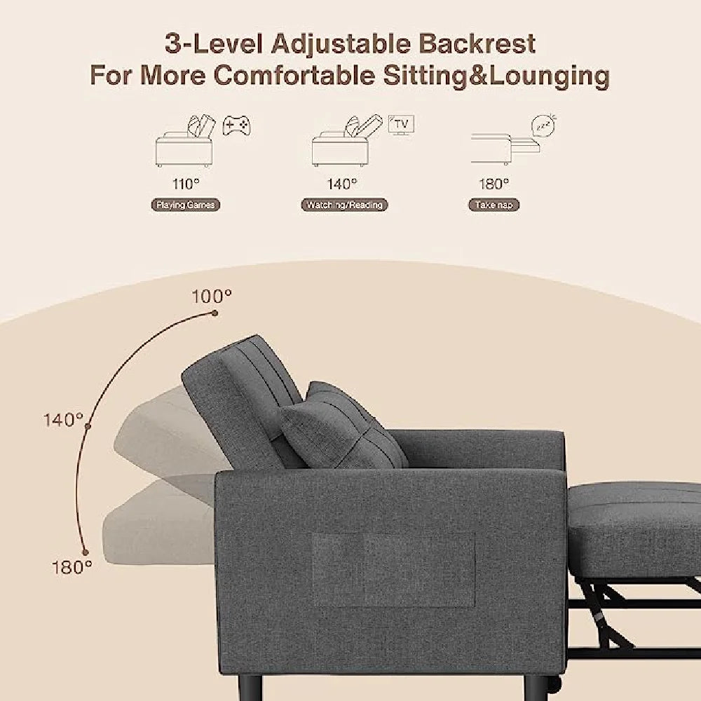 Light Gray Convertible Sofa Bed Q20718