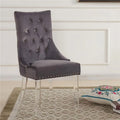 Gray Velvet Tufted Dining Chair with Acrylic Legs H168024