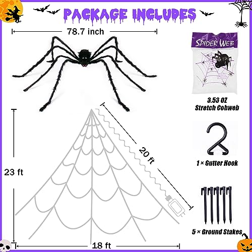 Halloween Spider Web Lights Decoration with Large Spider & Stretch Cobweb N4936