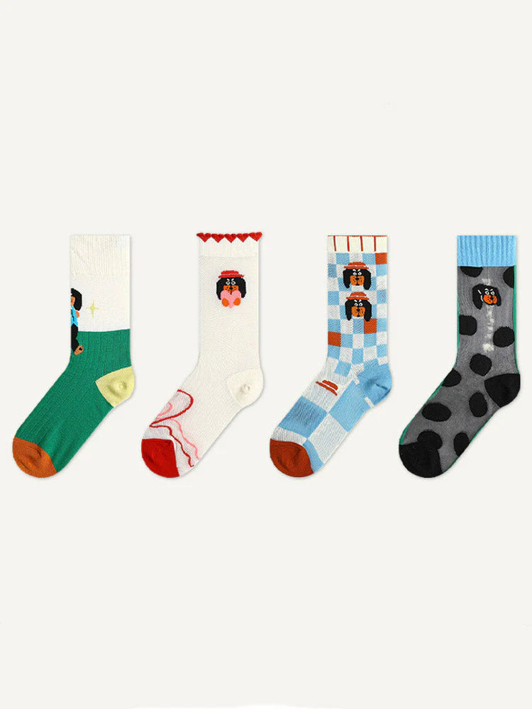 Cartoon Puppy Pattern Socks E246236
