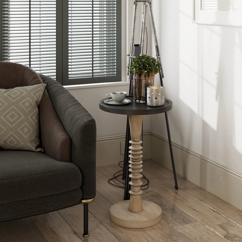 Small Drinking Table with Tray Top, Distressed Finish I91722
