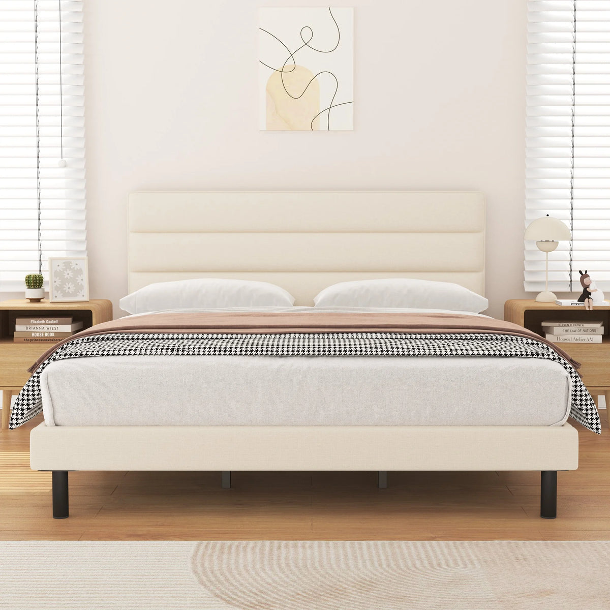 Twin Size Upholstered Platform Bed Frame U77896
