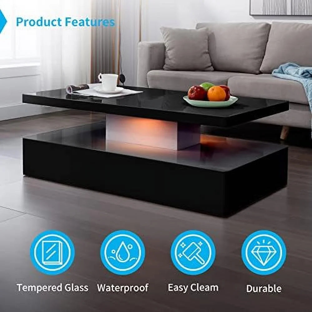 Modern LED Coffee Table with 12 Colors Lights H9629
