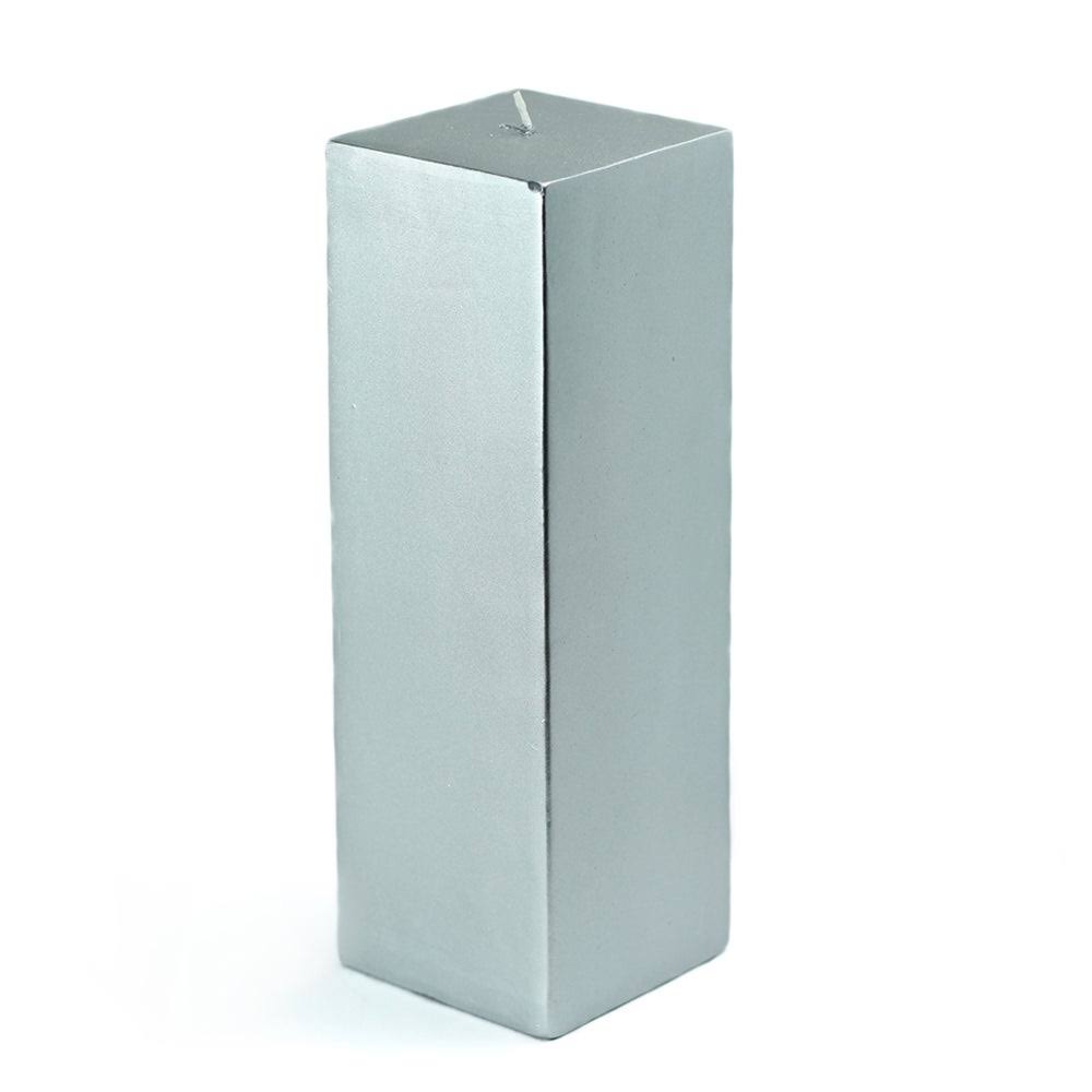 Metallic Silver Square Pillar Candle 12pcs C9083