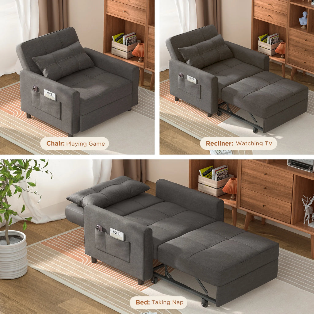 Light Gray Convertible Sofa Bed Q20718