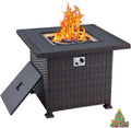 Propane Fire Pit Table 44in 50000BTU Auto-Ignition Smokeless with Cover and Blue Fire Glass Black K602887