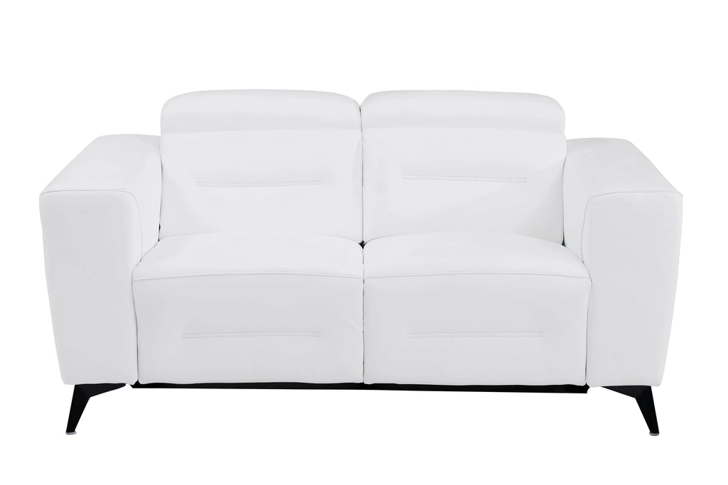 White Top Grain Italian Leather Power Recliner Loveseat X33718