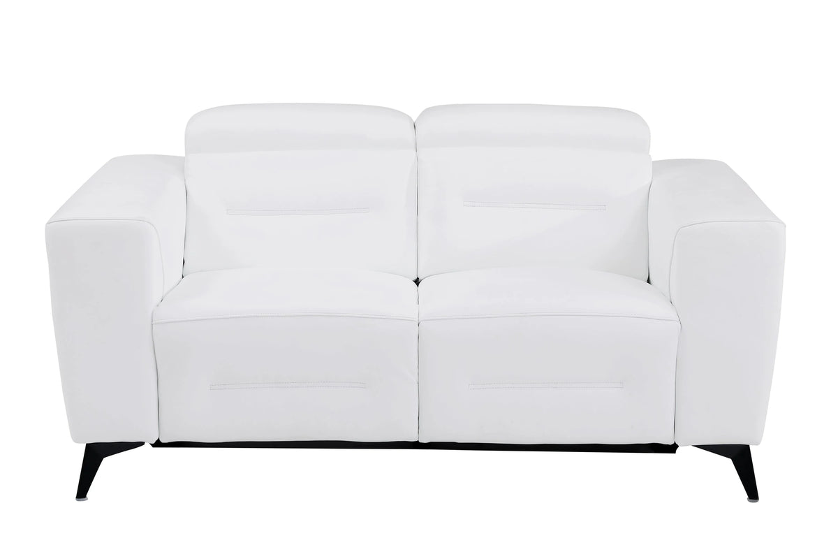 White Top Grain Italian Leather Power Recliner Loveseat X33718