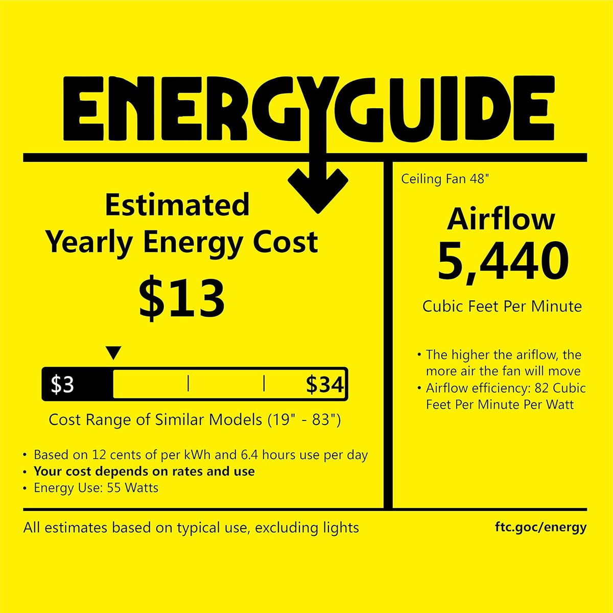 Black Reverse Ceiling Fan with Remote B947933