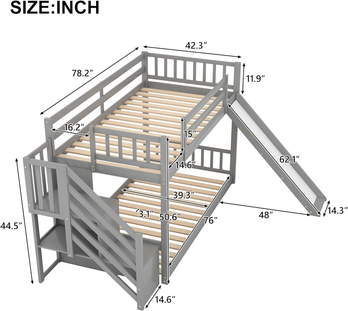 Kids Bunk Bed with Stairs and Slide O589