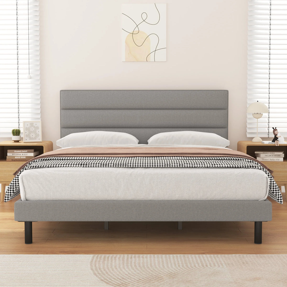 Twin Size Upholstered Platform Bed Frame U77896