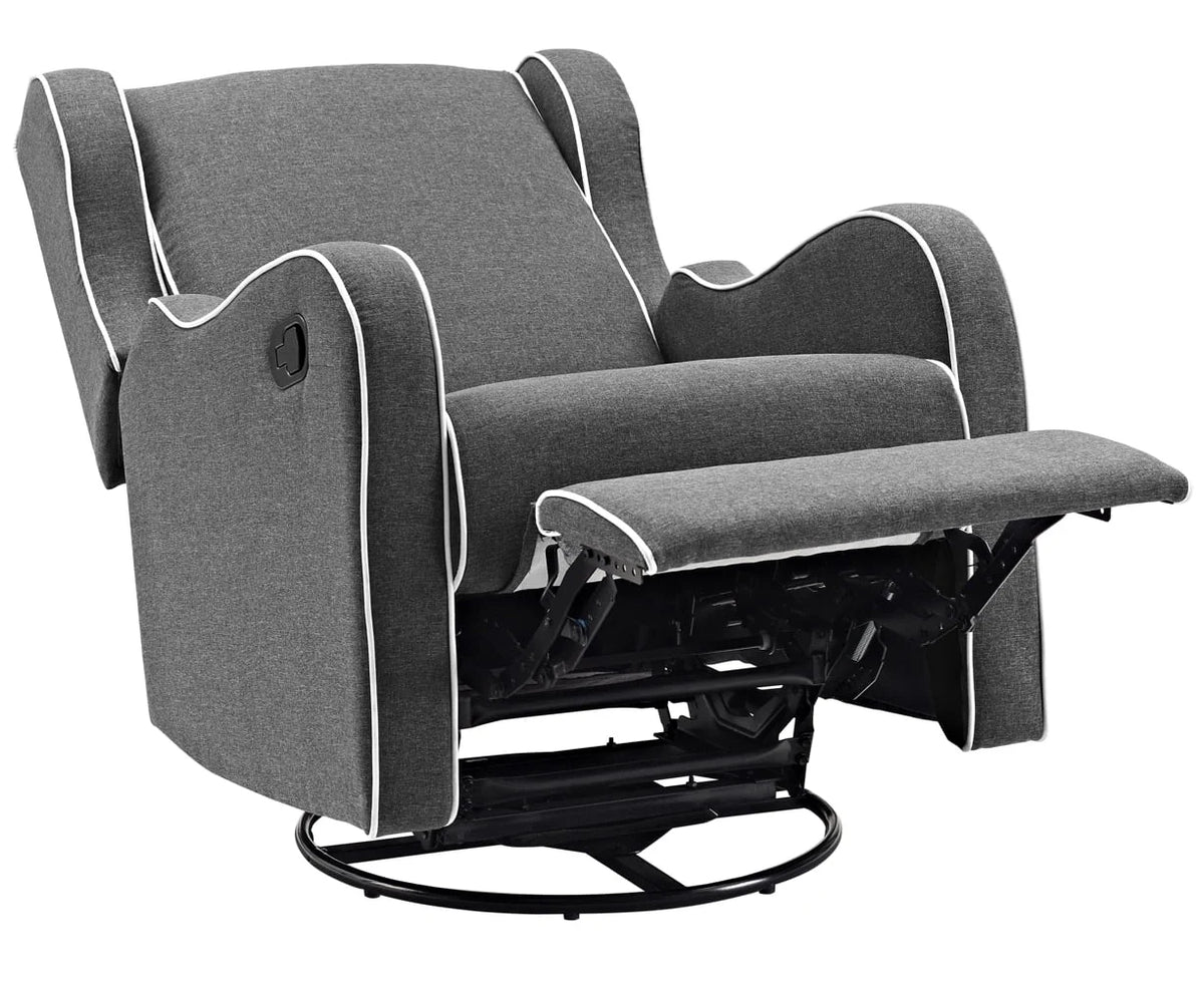 Gray Fabric Upholstered Swivel Gliding Recliner A159