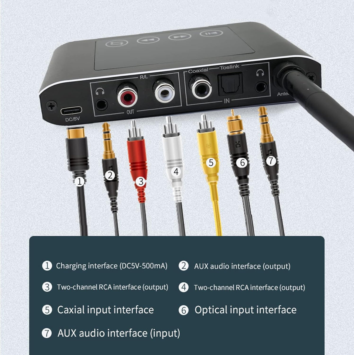 Bluetooth 5.1 Transmitter Receiver with Screen, Optical RCA AUX B593871