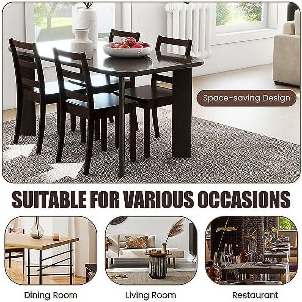 Dining Chairs Set of 2 Ladder Back Solid Rubber Wood Legs H4292