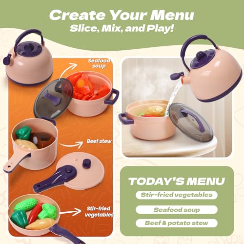 51 Pc Mini Play Kitchen Accessories Playset with Pots Pans Utensils I83562