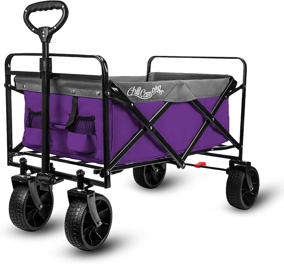 Collapsible Folding Beach Wagon Cart with Big Rubber Wheels and Brake J9530