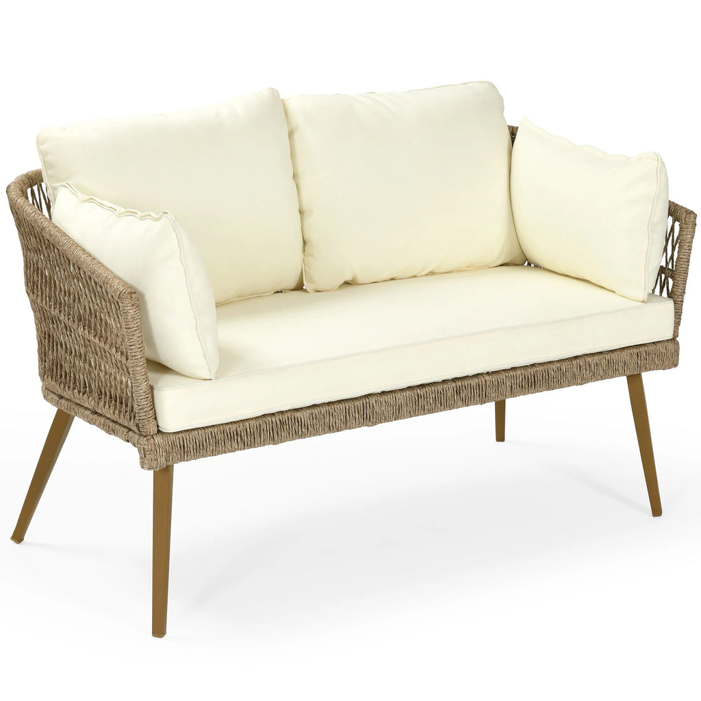 L-Shaped All-Weather Wicker Patio Sofa with Cushions R15532