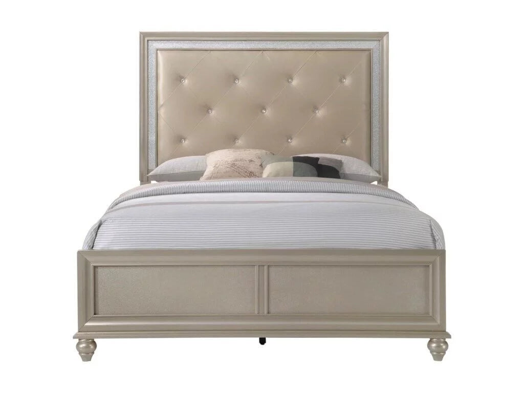 Champagne Finish Tufted 3pc Full Size Bedroom Set X6384