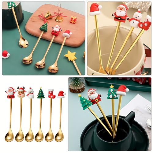 6 Pcs Stainless Steel Christmas Spoons G762524