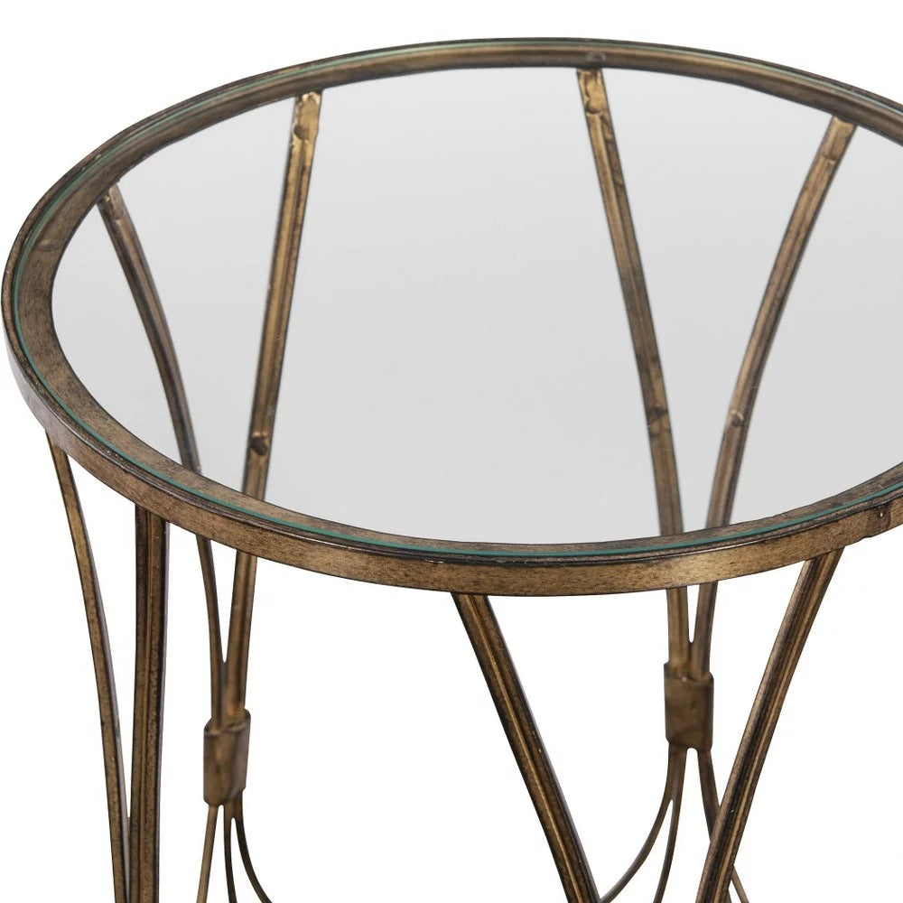 22 inch Round Clear Glass Top Accent Table I756608