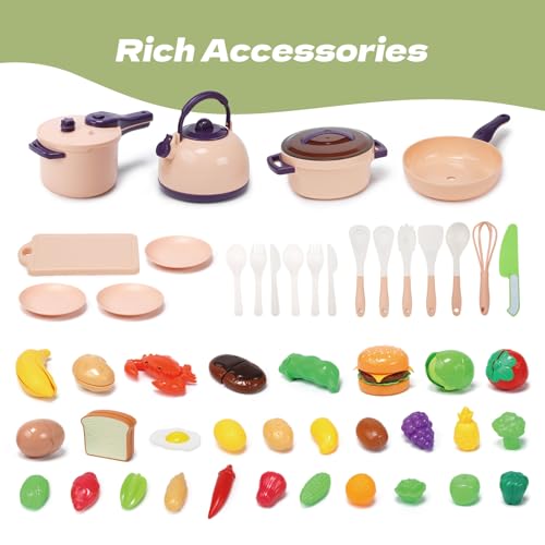 51 Pc Mini Play Kitchen Accessories Playset with Pots Pans Utensils I83562