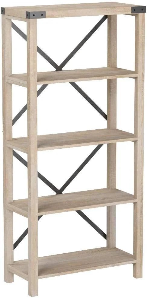 64 Inch Sable Grey Metal X-Back Bookshelf V2458