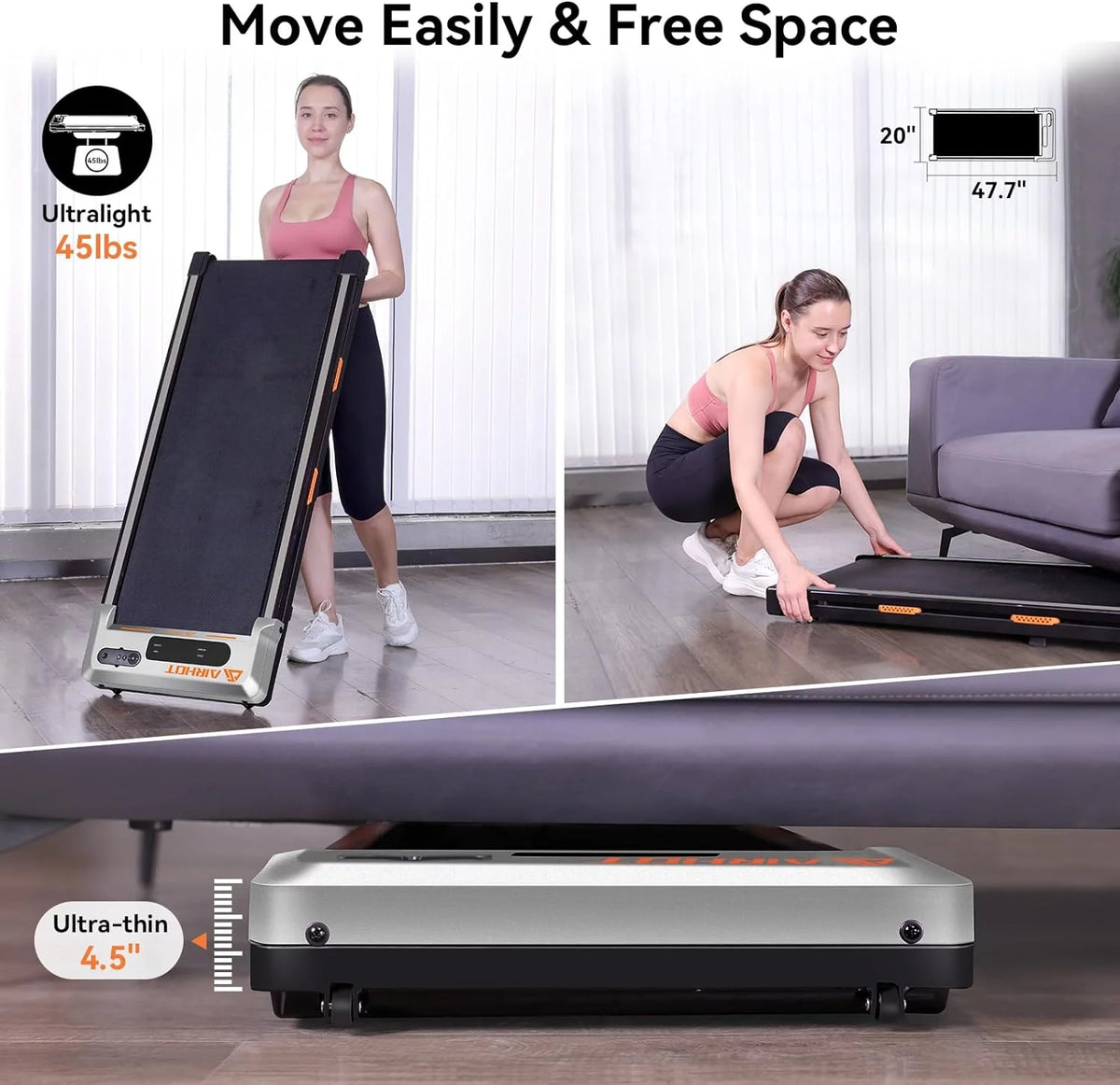 Under Desk Treadmill 2 in 1 Black P984396