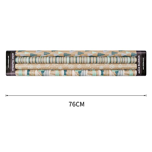 Christmas Kraft Wrapping Paper 4 Rolls M758