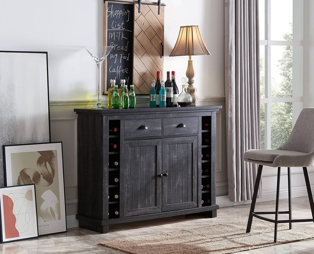 White Bar Cabinet with Stem Glass Placement L4574