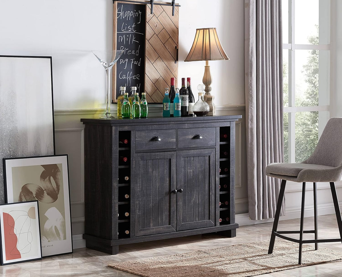 White Bar Cabinet with Stem Glass Placement L4574