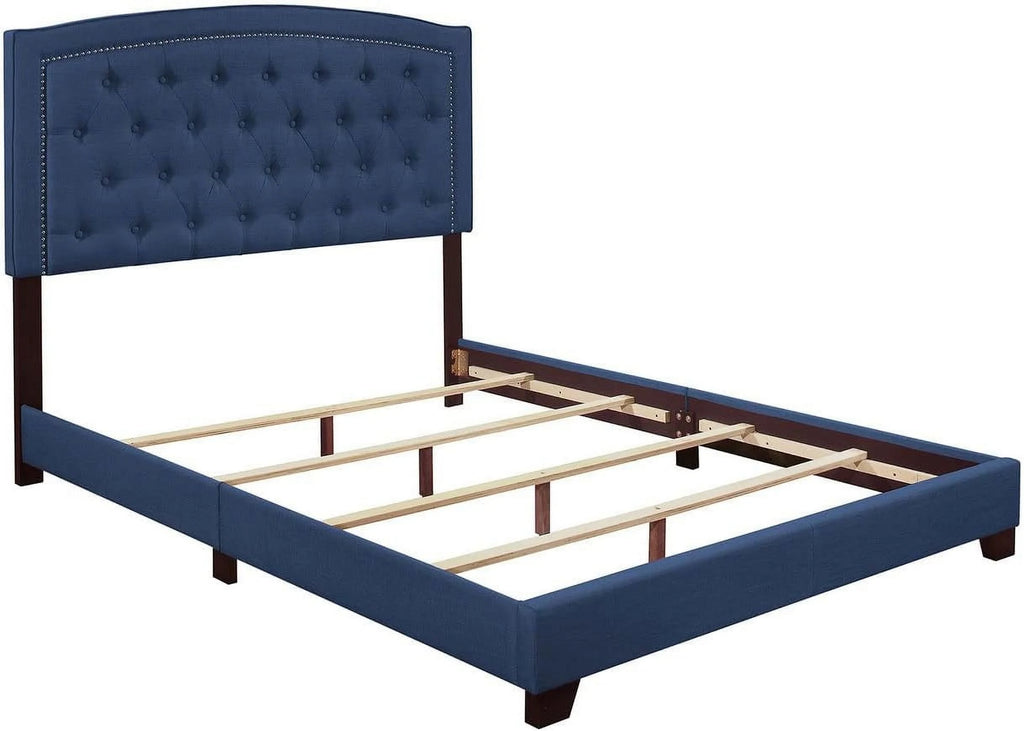 Queen Size Blue Upholstered Bed Frame J311978
