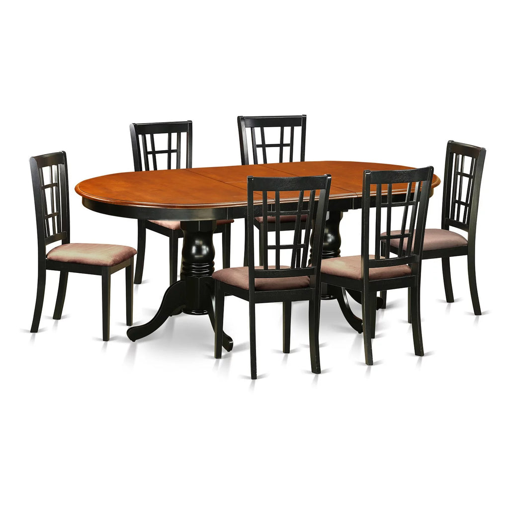 7 Pc Dining Table with 6 Wood Dining Chairs N657052