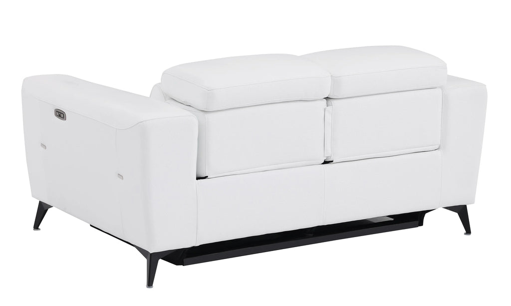 White Top Grain Italian Leather Power Recliner Loveseat X33718