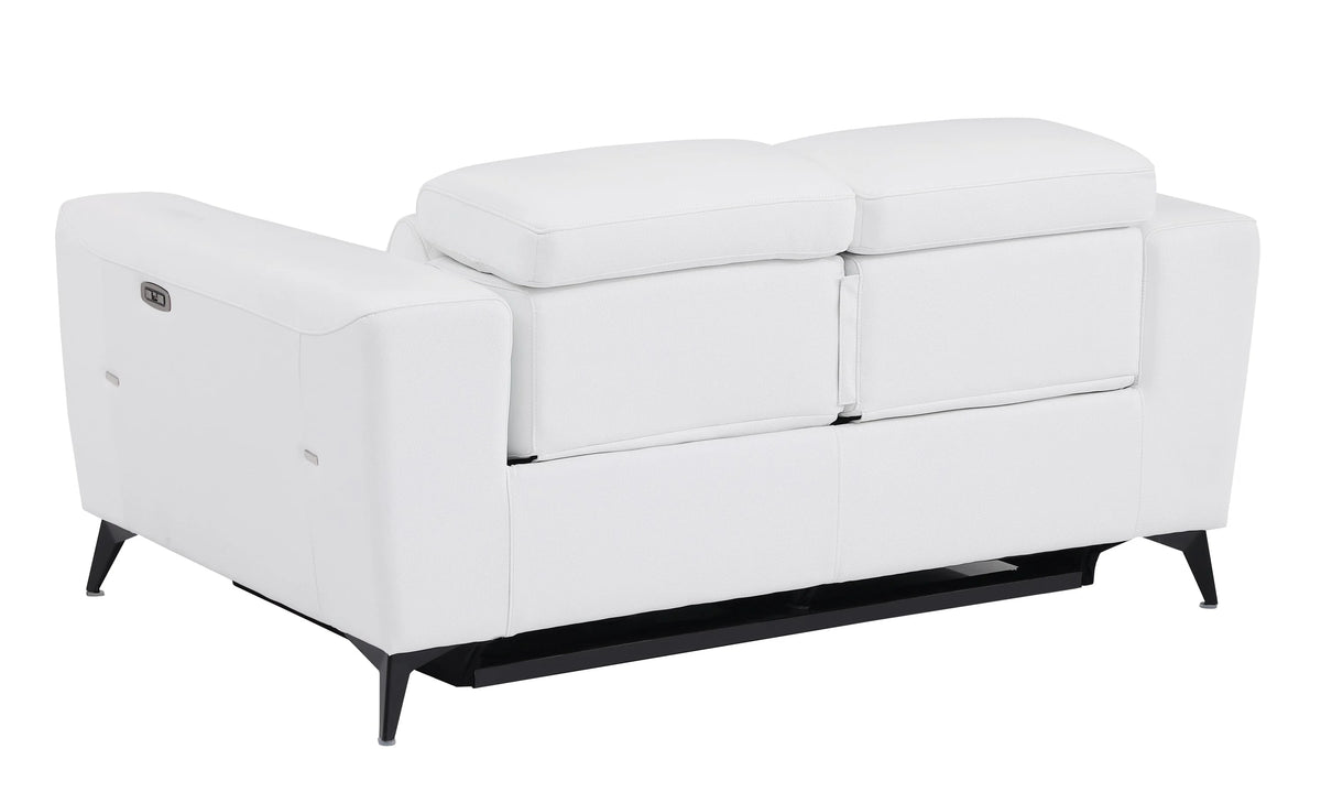 White Top Grain Italian Leather Power Recliner Loveseat X33718
