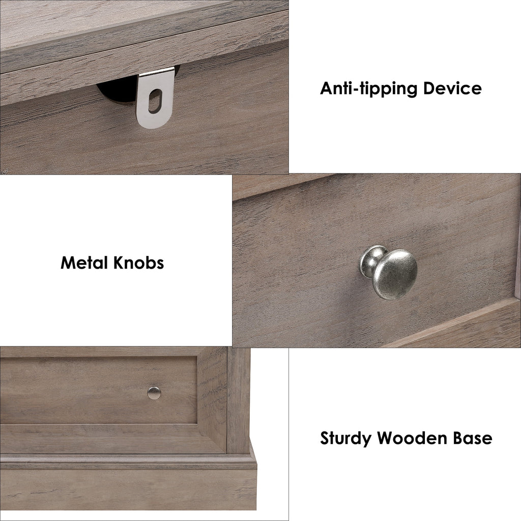 White 6 Drawer Double Dresser T5897