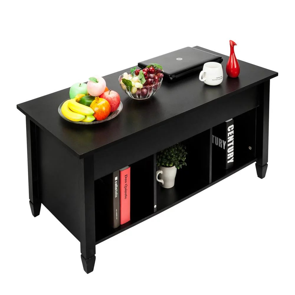 Lift Top Coffee Table with Hidden Compartment Black F498900
