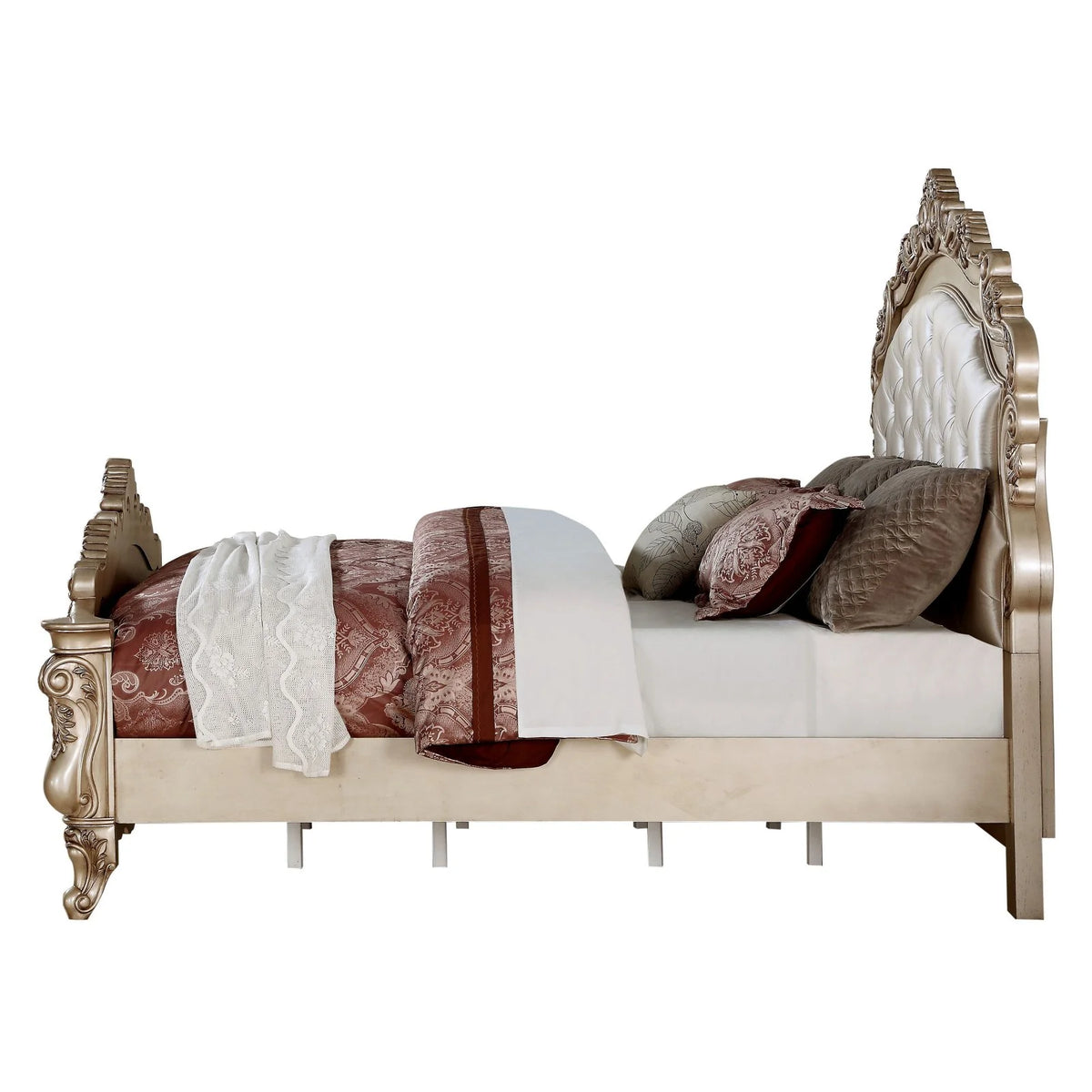 California King Bed Cream Fabric S5560