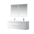Glossy White 60-inch Wall-hung Double Sink Bathroom Vanity X693371