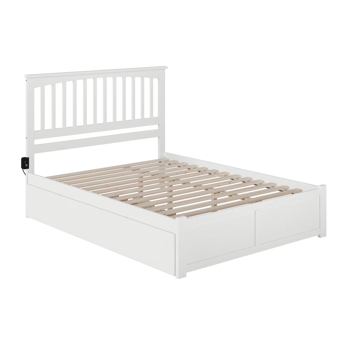 Queen Solid Wood Bed with Twin XL Trundle in White G22545