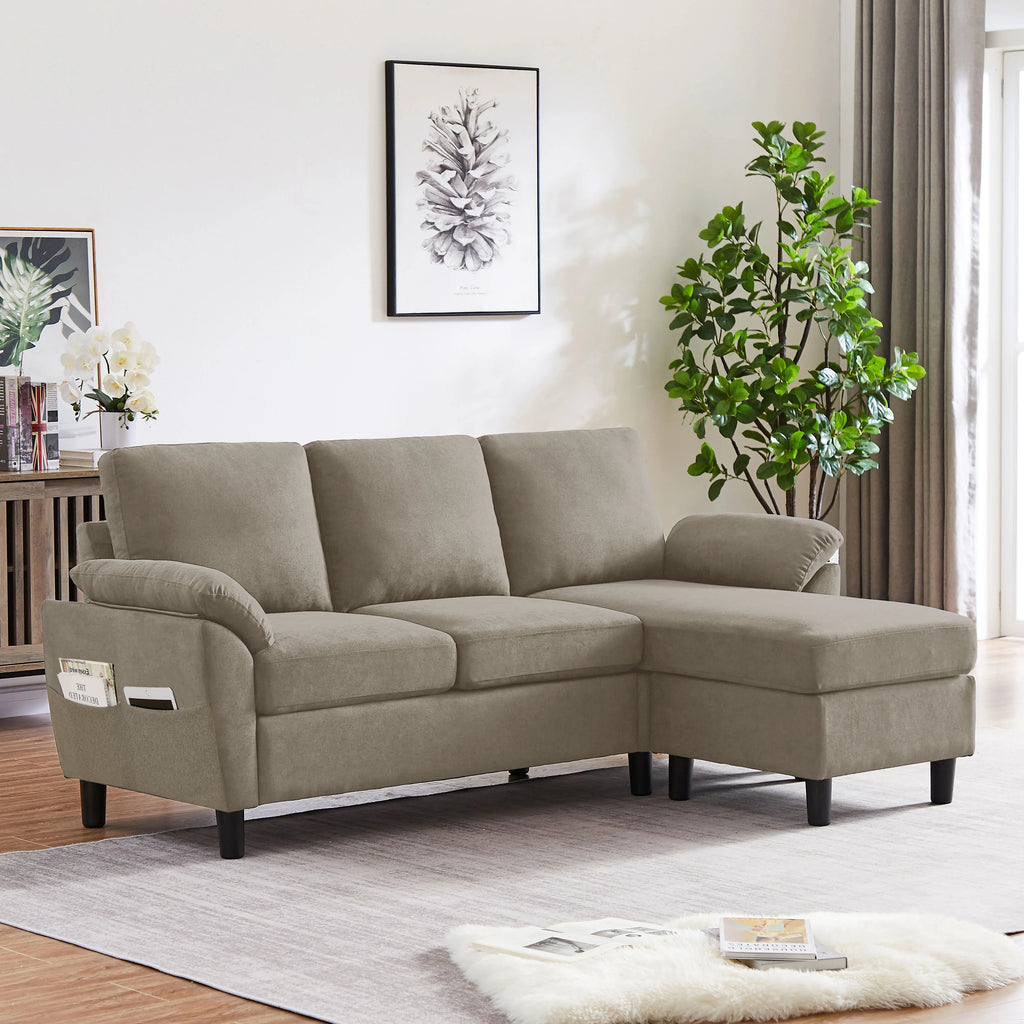 Modern Fabric L-Shaped Sectional Sofa with Chaise K56156