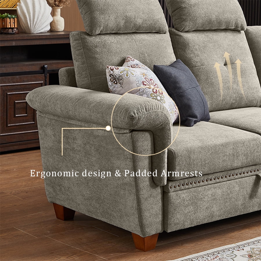 Light Gray L-shaped Sectional Sofa with Ottoman L537708
