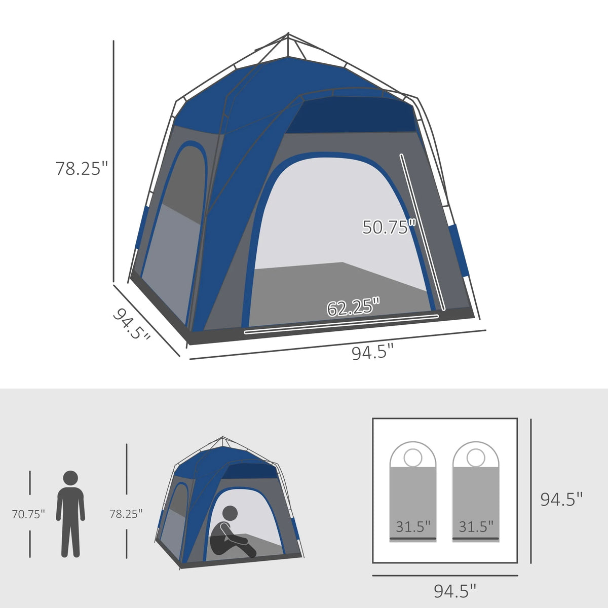 4 Person Pop Up Tent with Windows and Doors J541