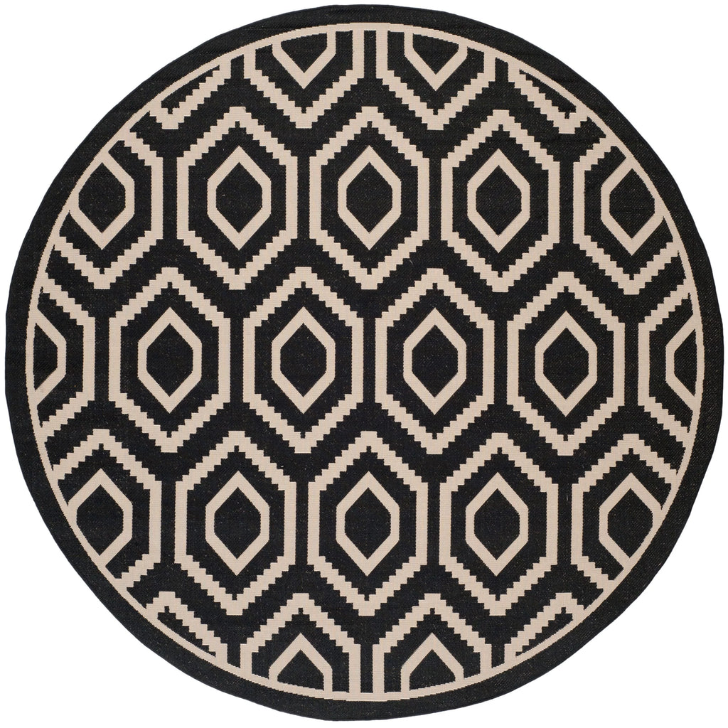 Black Beige Geometric Indoor/Outdoor Area Rug J346