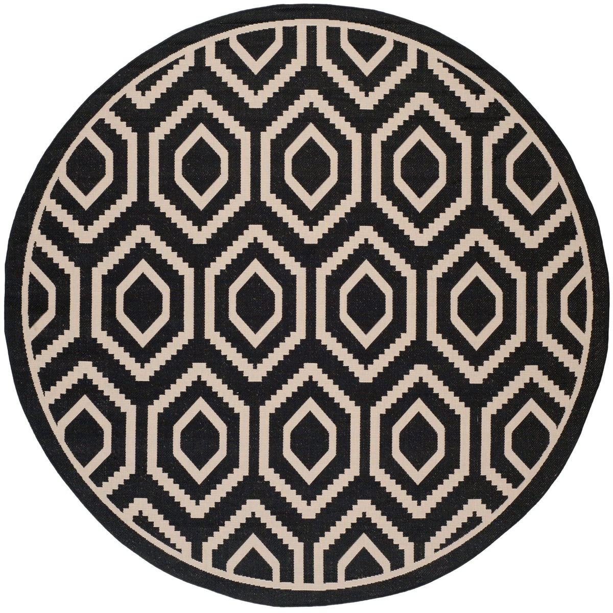 Black Beige Geometric Indoor/Outdoor Area Rug J346