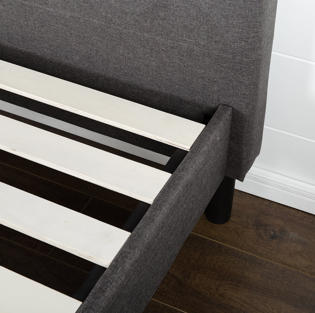 Dark Grey Upholstered Platform Bed V3212