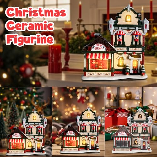 Ceramic Village House with LED Light K122266