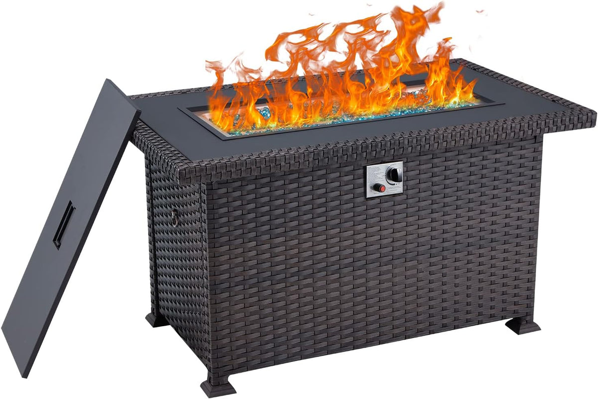 Propane Fire Pit Table 32in 50,000BTU Smokeless with Cover Brown Q580