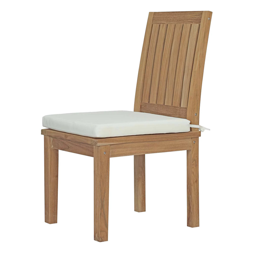 White Wood Outdoor Dining Chair and Table Set N8112