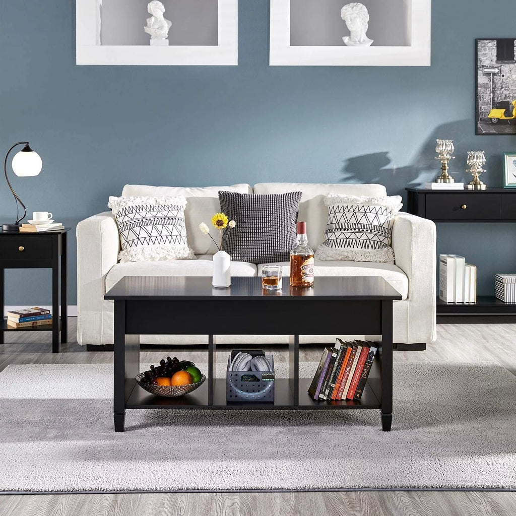 Lift Top Coffee Table with Hidden Compartment Black F498900